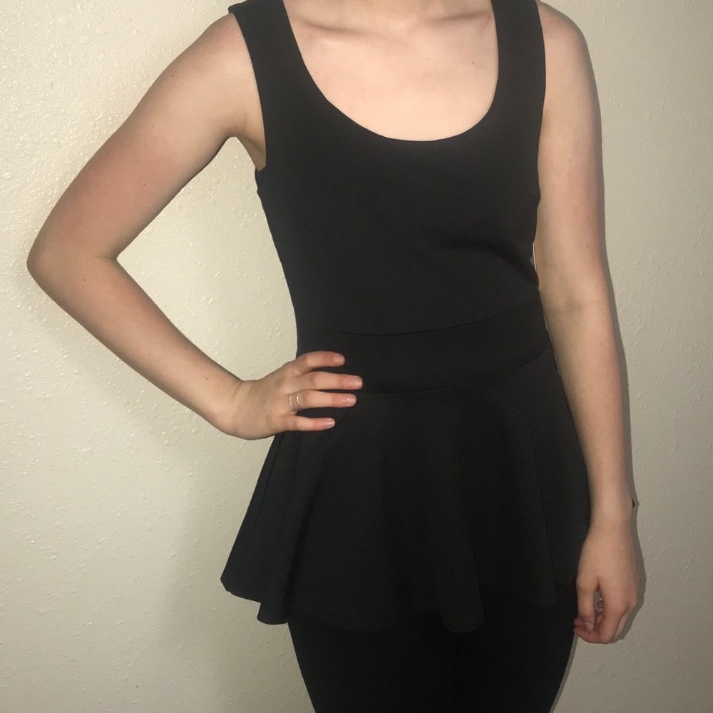 Peplum Top with Cutout Back